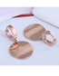 Fashion Rose Gold Round Letter Pendant Titanium Steel Earrings