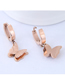 Fashion Rose Gold Double Butterfly Pendant Titanium Steel Earrings