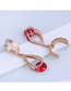 Fashion Red Water Drop Micro-inlaid Zircon Titanium Steel Earrings
