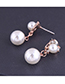 Fashion Silver Color Flower Pearl And Diamond Geometric Stud Earrings