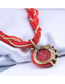 Fashion Red Handmade Peacock Gemstone Geometric Rice Bead Necklace