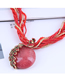 Fashion Red Handmade Peacock Gemstone Geometric Rice Bead Necklace