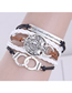 Fashion Silver Color Handcuffs Lion Shield Alloy Handmade Multilayer Braided Bracelet