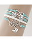 Fashion Blue Branches And Leaves Bird Owl Alloy Handmade Multi-layer Braided Bracelet