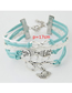 Fashion Blue Branches And Leaves Bird Owl Alloy Handmade Multi-layer Braided Bracelet