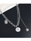 Fashion Silver Stainless Steel Metal Chain Coin Pentagram Necklace
