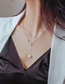 Fashion Rose Gold Titanium Steel Leaf Pearl Necklace