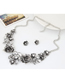 Fashion Golden Two-piece Bronze Metal Diamond Flower Necklace Stud Earrings