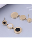 Fashion Gold Color Titanium Steel Black And White Round Earrings