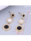 Fashion Gold Color Titanium Steel Black And White Round Earrings