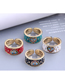 Fashion Blue-green Real Gold Plated Inlaid Zirconium Love Heart Contrast Eye Open Ring