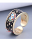 Fashion White Real Gold Plated Inlaid Zirconium Love Heart Contrast Eye Open Ring