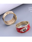 Fashion White Real Gold Plated Zirconium Contrast Eye Open Ring