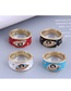 Fashion Blue-green Real Gold Plated Zirconium Contrast Eye Open Ring