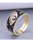 Fashion Black Real Gold Plated Zirconium Contrast Eye Open Ring