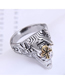 Fashion Silver Color Metal Wolf Head Ring
