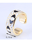 Fashion White Real Gold Plated Contrast Eye Opening Ring
