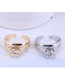 Fashion Golden Real Gold Plated Zirconium Open Ring