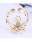 Fashion Golden Gold-plated Zirconium Petal Drop Open Ring