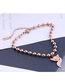 Fashion Rose Gold Titanium Steel Fox Round Bead Chain Necklace