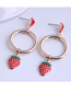 Fashion Rose Gold Metal Ring Strawberry Earrings