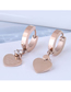 Fashion Gold Color Titanium Steel Peach Heart Ear Ring