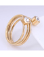Fashion Gold Color Stainless Steel Diamond Multi-layer Ring