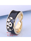 Fashion Navy Blue Gold Color-plated Oil Dripping Eye Open Ring