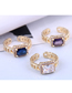 Fashion Blue Gold Color-plated Zirconium Chain Open Ring