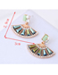 Fashion Green Alloy Diamond Fan Stud Earrings