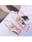 Fashion Pink Petal Square Diamond Earrings