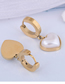 Fashion Rose Gold Titanium Steel Peach Heart Pearl Earrings