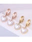 Fashion Rose Gold Titanium Steel Peach Heart Pearl Earrings