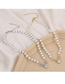 Fashion Silver Metal Inlaid Zirconium Antler Pearl Necklace