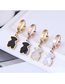 Fashion Rose Gold-black Titanium Steel Bear Earrings