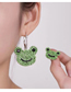 Fashion Green Metal Flash Diamond Frog Asymmetrical Earrings
