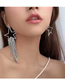 Fashion Silver Metallic Diamond Five-pointed Star Tassel Earrings