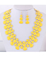 Fashion Gold Metal Geometric Stitching Necklace And Earrings Set
