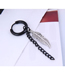 Fashion Black Titanium Steel Feather Chain Single Ear Ring