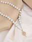 Fashion White Metal Inlaid Zirconium Leaf Pearl Necklace