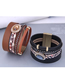 Fashion 2# Geometric Leather Multilayer Magnetic Clasp Bracelet