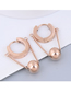 Fashion Rose Gold Color Titanium Steel Ball Earrings