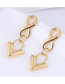 Fashion Gold Color Titanium Steel Figure Eight V-shaped Earrings