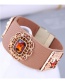 Fashion Coffee Color Metal Bracelet With Square Diamonds And Wide Side