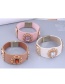 Fashion Pink Metal Bracelet With Square Diamonds And Wide Side