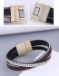 Fashion Coffee Color Leather Flash Diamond Braided Bracelet