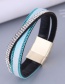 Fashion Coffee Color Leather Flash Diamond Braided Bracelet
