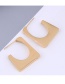 Fashion Gold Titanium Steel Three-dimensional Square Earrings