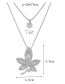Fashion Silver Metal Glitter Diamond Maple Leaf Double Necklace