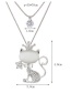 Fashion Silver Metal Flash Diamond Cat Double Necklace